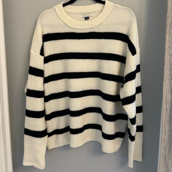 American Eagle Knit Crew Neck Sweater - XL - Black & White Stripes - Picture 1 of 2